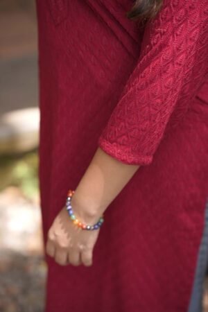 Embroidered Kurthi (Round Neck + Show Button)