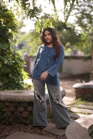 Embroidered Kurthi (Collar Neck+Potli)